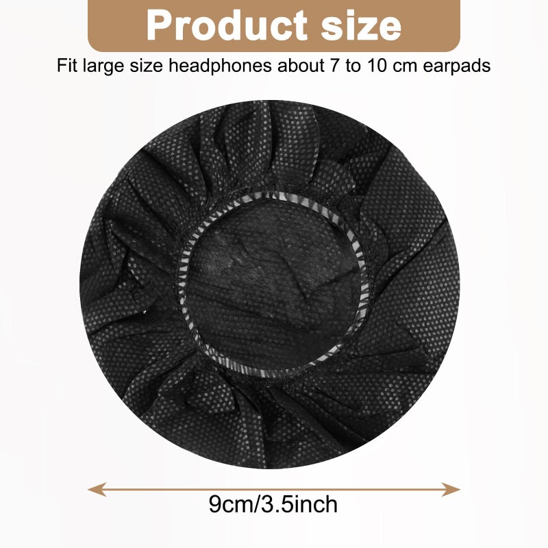Tvoip 100Pcs Black Non-Woven Sanitary Headphone Ear Cover, Disposable Super Stretch Covers Washable, for Most On Ear Headphones Earpads (9cm / 3.54 Inch) - Image 5